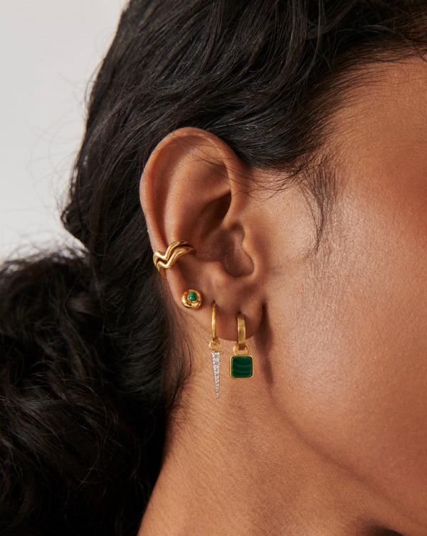 Missoma Lucy Williams Square Malachite Charm Hoop Earrings