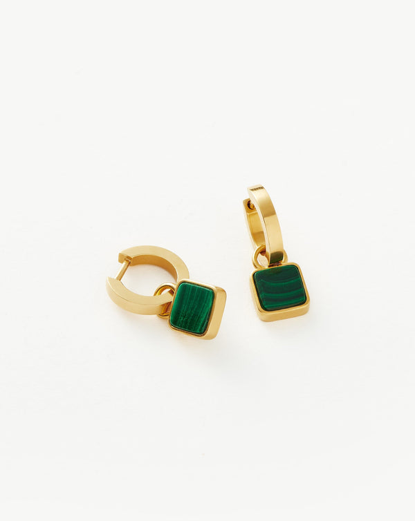 missoma Lucy Williams Square Malachite Charm Hoop Earrings