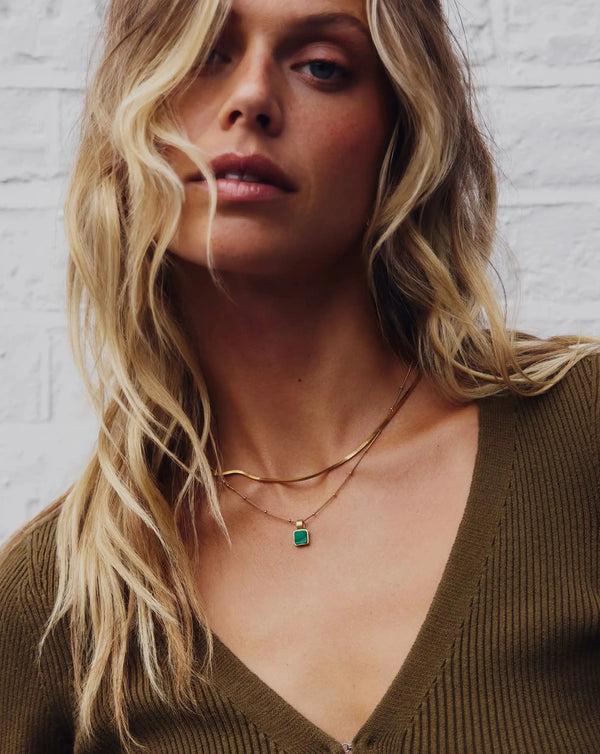 Missoma Lucy Williams Square Malachite Necklace | 18ct Gold Vermeil