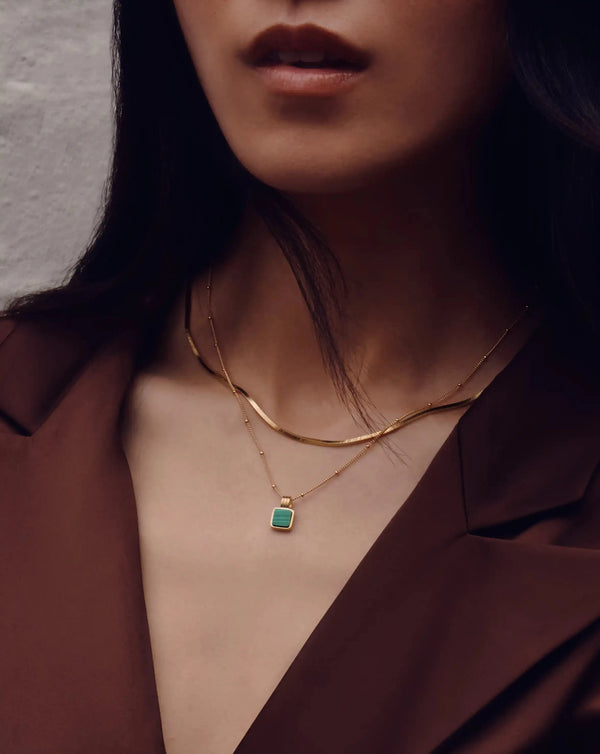 Missoma Lucy Williams Square Malachite Necklace | 18ct Gold Vermeil