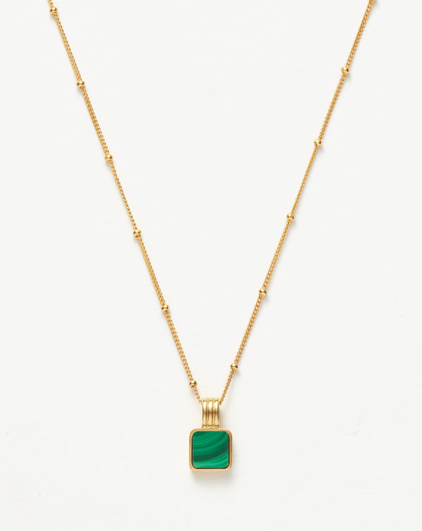 Missoma Lucy Williams Square Malachite Necklace | 18ct Gold Vermeil