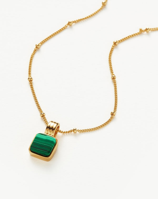 missoma Lucy Williams Square Malachite Necklace | 18ct Gold Vermeil