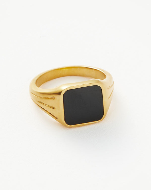 Missoma Lucy Williams Square Signet Ring | Gold/Black