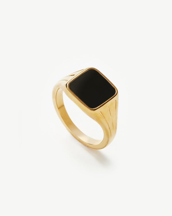 missoma Lucy Williams Square Signet Ring | Gold/Black