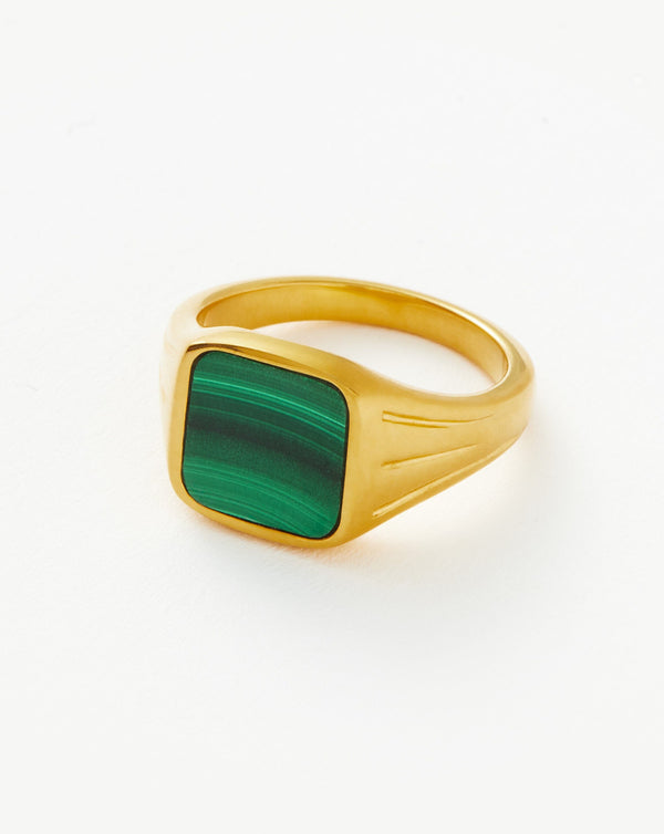 Missoma Lucy Williams Square Signet Ring | Gold/Green