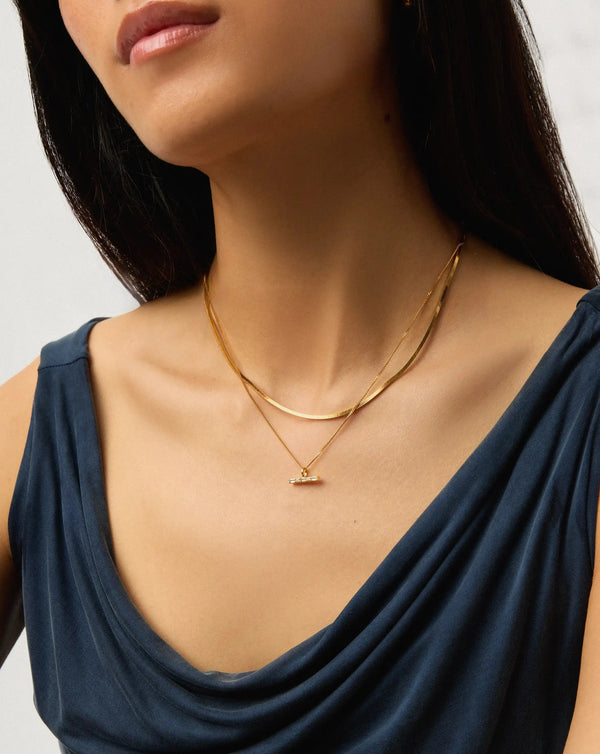 Missoma Lucy Williams Square Snake & T-Bar Necklace Set | 18ct Gold Vermeil Necklaces