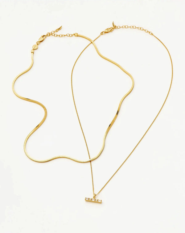 Missoma Lucy Williams Square Snake & T-Bar Necklace Set | 18ct Gold Vermeil Necklaces