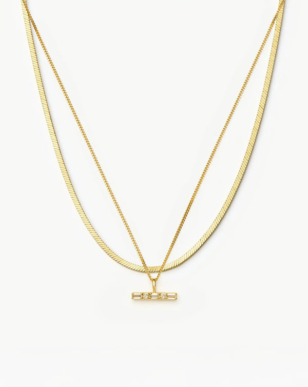 missoma Lucy Williams Square Snake & T-Bar Necklace Set | 18ct Gold Vermeil Necklaces