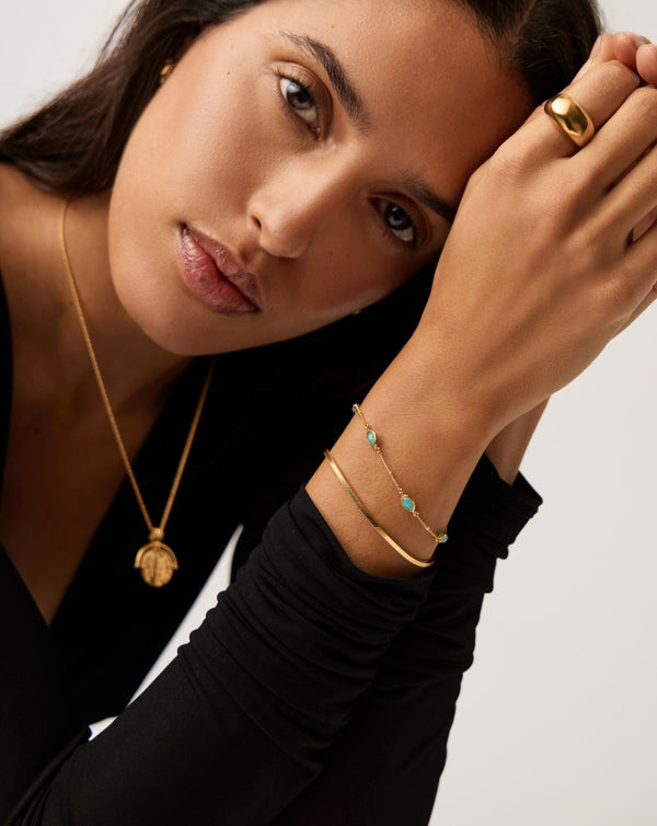 Missoma Magma Gemstone Charm Bracelet | 18ct Gold Vermeil/Amazonite