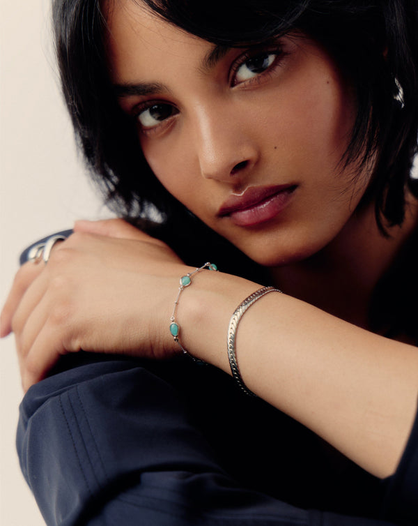 Missoma Magma Gemstone Charm Bracelet | Sterling Silver/Amazonite