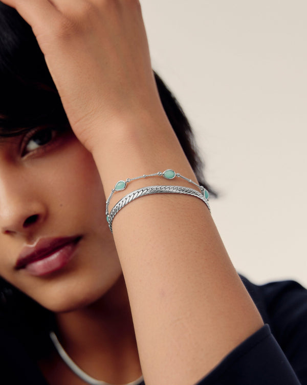 Missoma Magma Gemstone Charm Bracelet | Sterling Silver/Amazonite