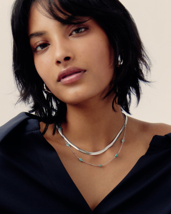 Missoma Magma Gemstone Charm Choker | Sterling Silver/Amazonite