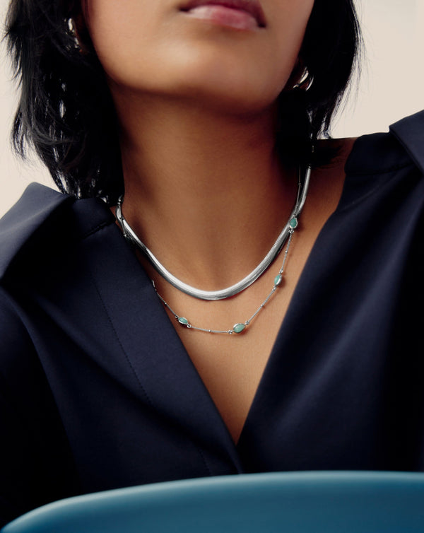 Missoma Magma Gemstone Charm Choker | Sterling Silver/Amazonite