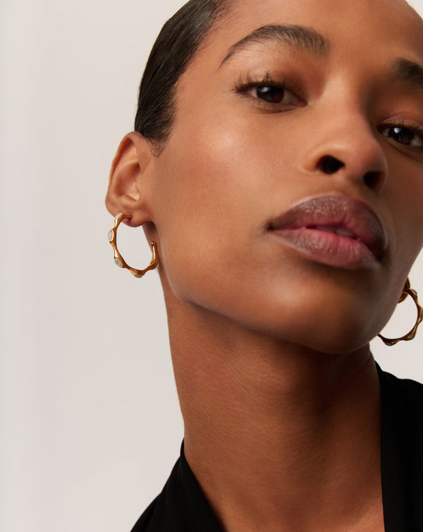 Missoma Magma Gemstone Medium Hoop Earrings | Gold UK