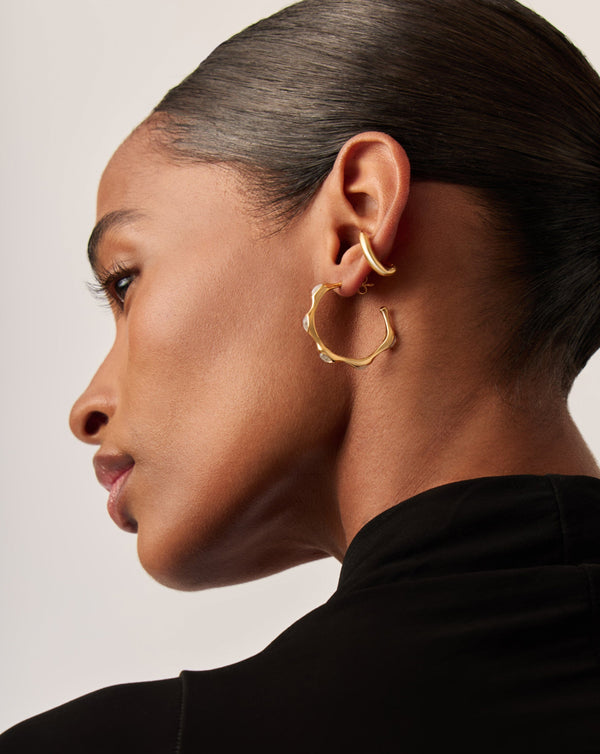 Missoma Magma Gemstone Medium Hoop Earrings | Gold UK