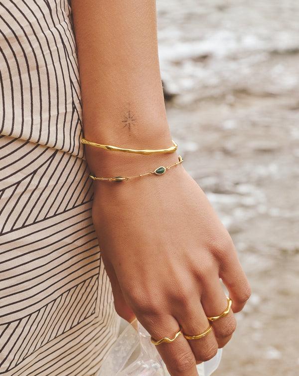 Missoma Magma Gemstone & Molten Cuff Bracelet Set | Gold UK