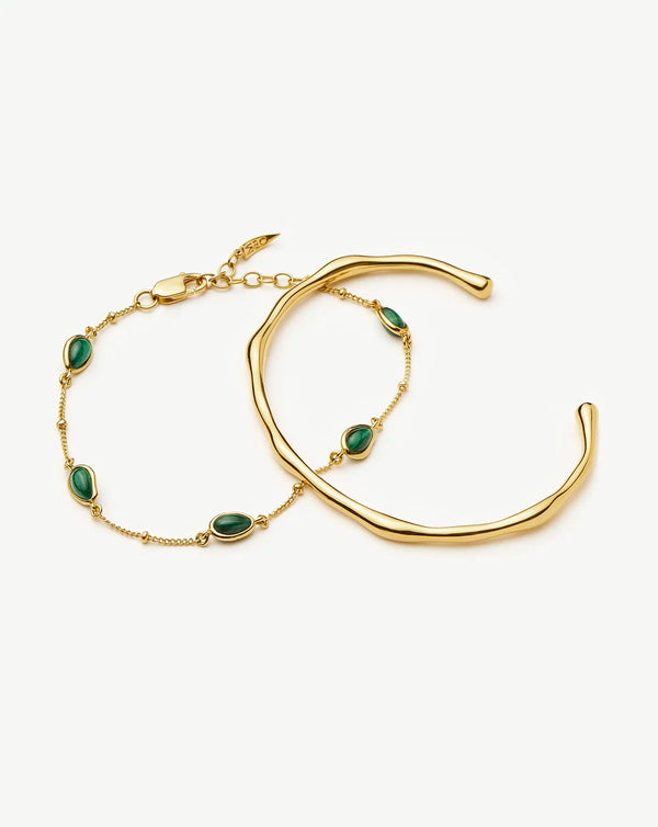 Missoma Magma Gemstone & Molten Cuff Bracelet Set | Gold UK