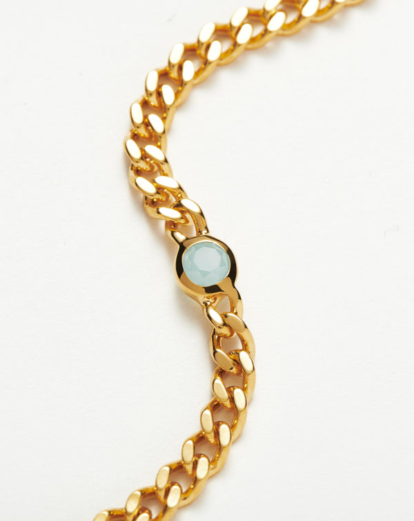 Missoma March Birthstone Chain Bracelet | 18ct Gold Vermeil/Aqua Chalcedony