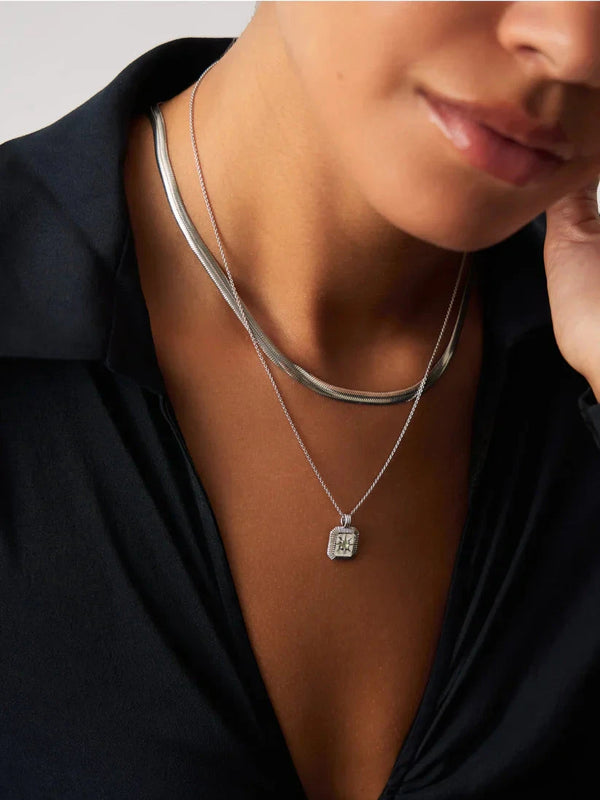 Missoma March Birthstone Necklace & Charm Earrings Set | Sterling Silver/Milky Aquamarine Necklaces