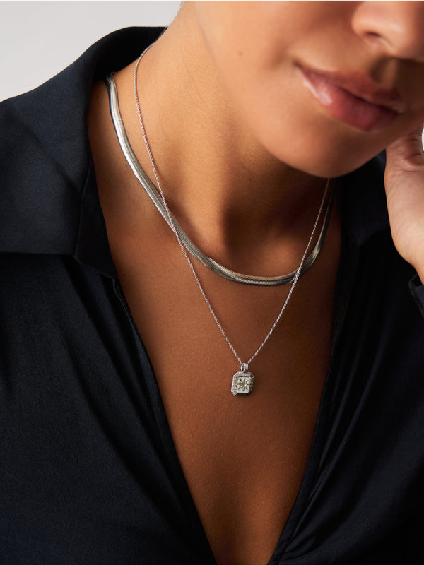 Missoma March Birthstone Pendant Necklace | Dyed Aqua Chalcedony/March