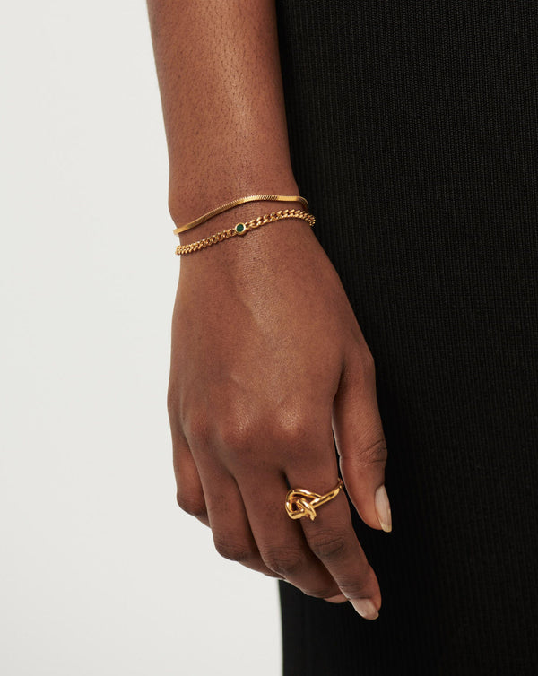 Missoma May Birthstone Chain Bracelet | 18ct Gold Vermeil/Green Chalcedony