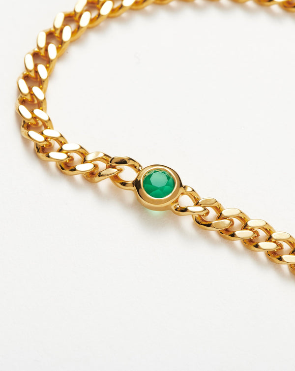 Missoma May Birthstone Chain Bracelet | 18ct Gold Vermeil/Green Chalcedony
