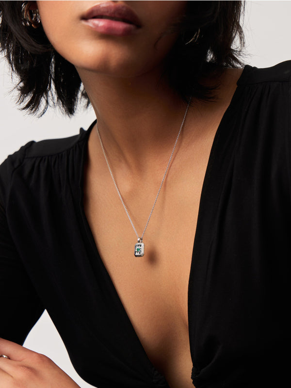 Missoma May Birthstone Pendant Necklace | Dyed Green Chalcedony/May