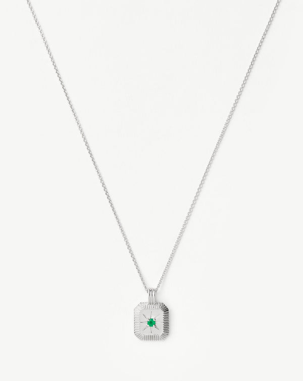 missoma May Birthstone Pendant Necklace | Dyed Green Chalcedony/May