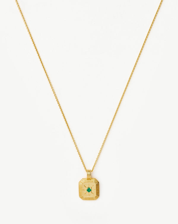 missoma May Birthstone Pendant Necklace | Gold/Dyed Green Chalcedony