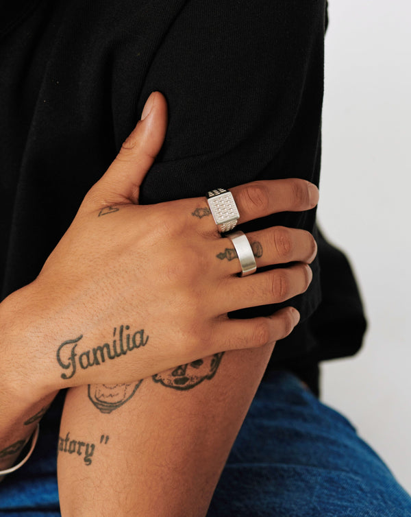 Missoma Mens Engravable Matte Wide Ring | Sterling Silver