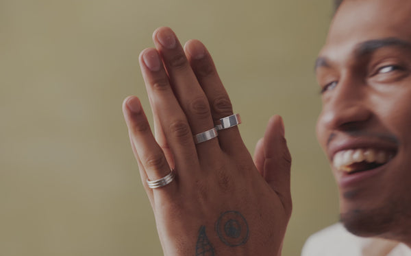 Missoma Mens Engravable Matte Wide Ring | Sterling Silver