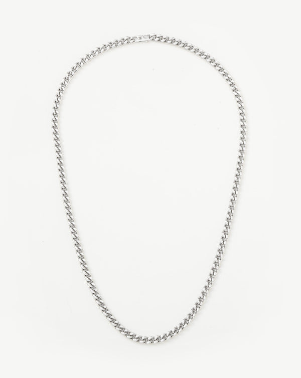 missoma Mens Flat Curb Chain Necklace | Silver Plated