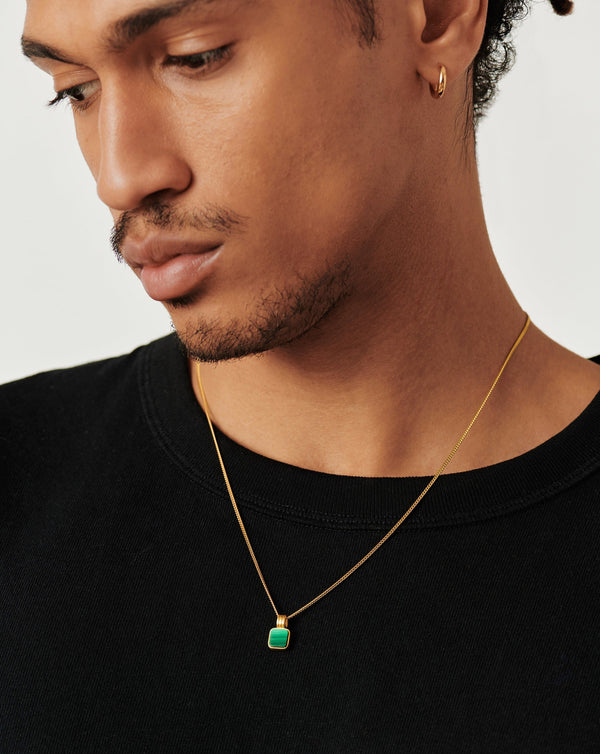 Missoma Mens Lucy Williams Square Black Onyx Pendant Necklace