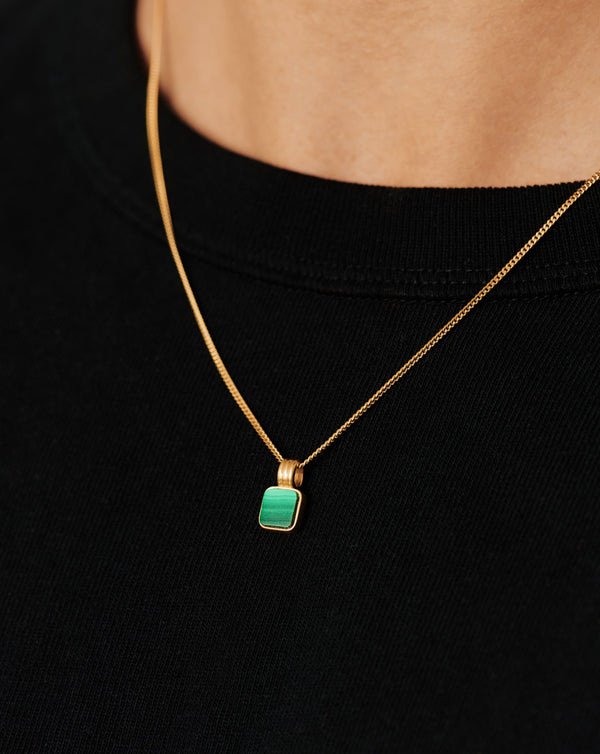 Missoma Mens Lucy Williams Square Black Onyx Pendant Necklace