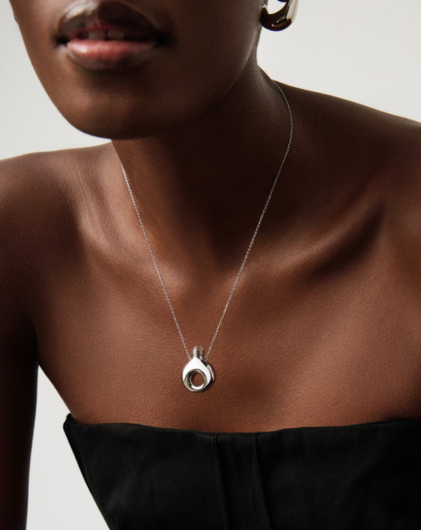 Missoma Message In A Bottle Molten Pendant Necklace | Silver Plated