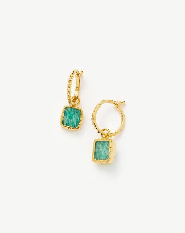 missoma Mini Pyramid Charm Hoop Earrings | Gold/Amazonite