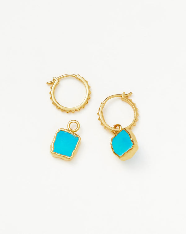 Missoma Mini Pyramid Charm Hoop Earrings | Gold/Turquoise