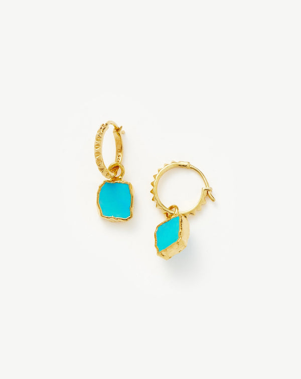 missoma Mini Pyramid Charm Hoop Earrings | Gold/Turquoise