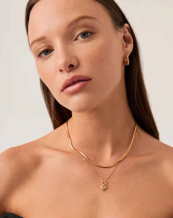 Missoma Mini Ridge Heart Chain Necklace Set | 18ct Gold Plated
