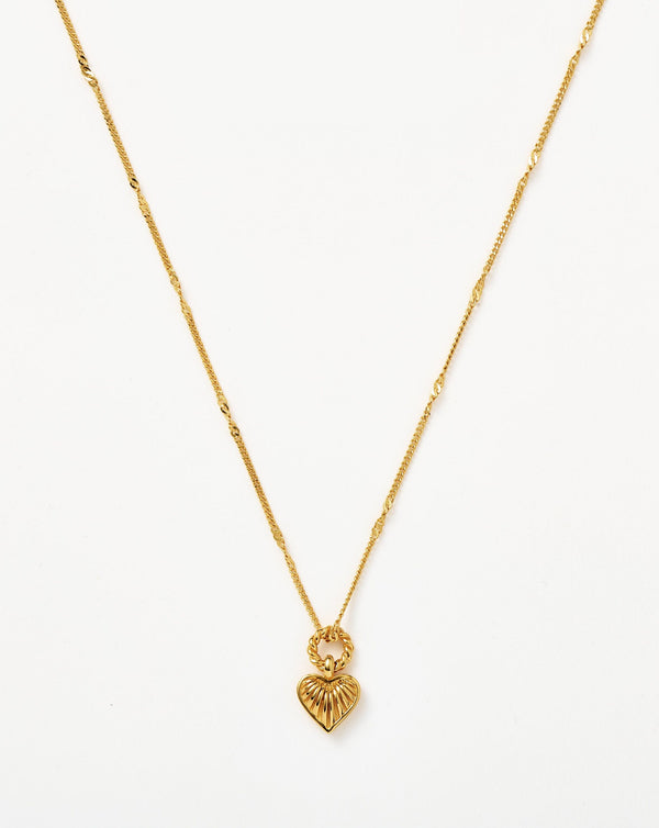 missoma Mini Ridge Heart Charm Pendant Necklace | 18ct Gold Plated