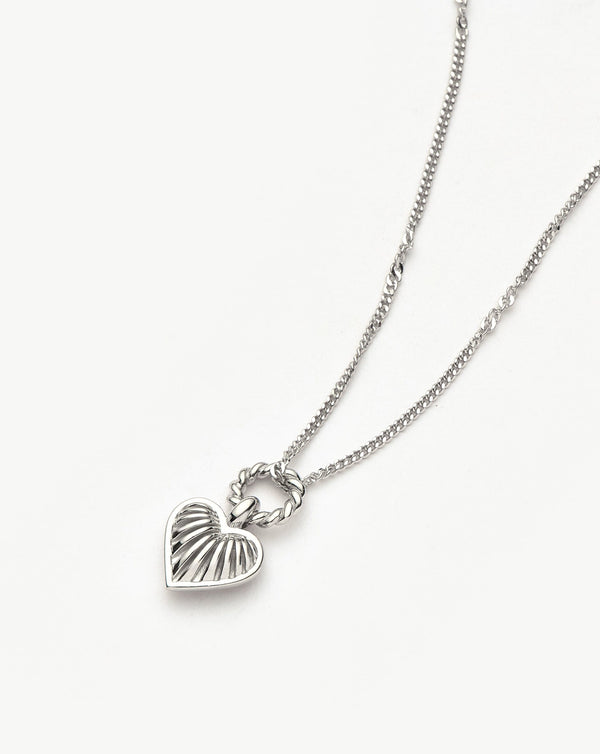 Missoma Mini Ridge Heart Charm Pendant Necklace | Sterling Silver