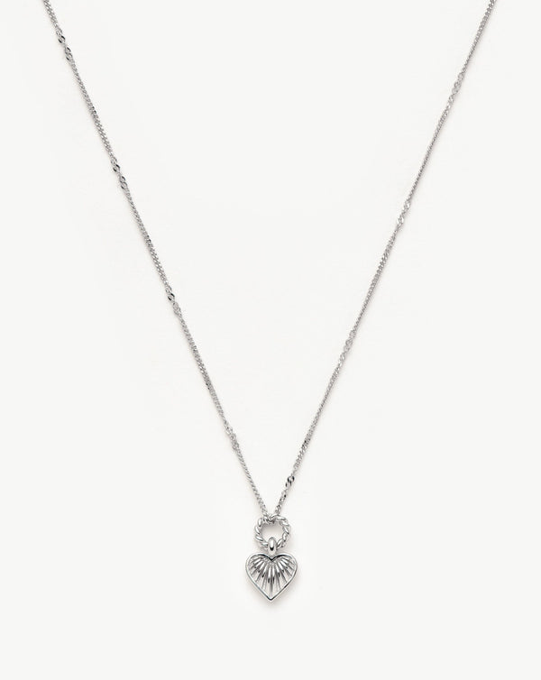 missoma Mini Ridge Heart Charm Pendant Necklace | Sterling Silver