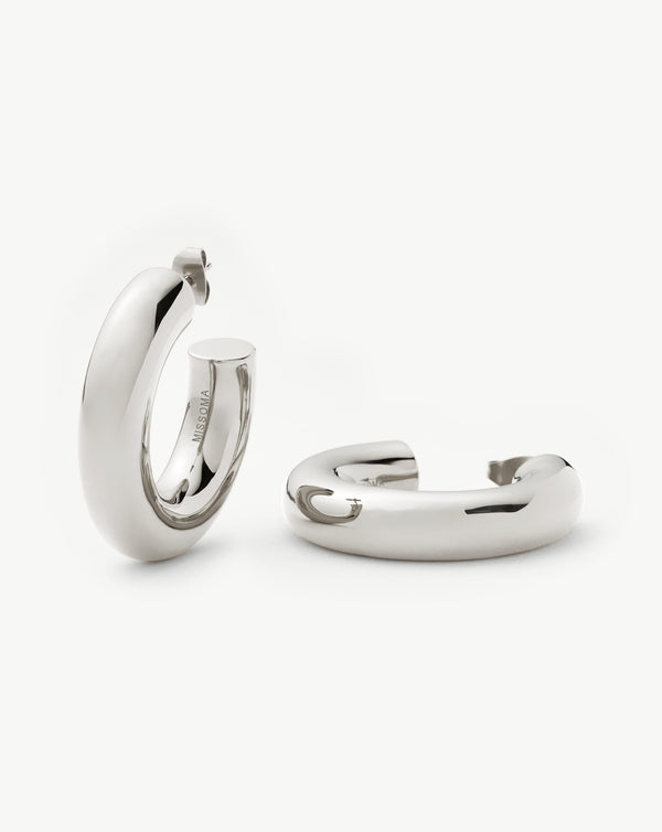 missoma Chubby Large Hoop Earrings | Silver Plated