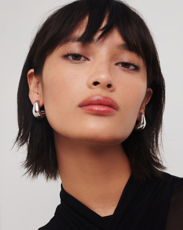 Missoma Dome Medium Hoop Earrings | Silver Plated
