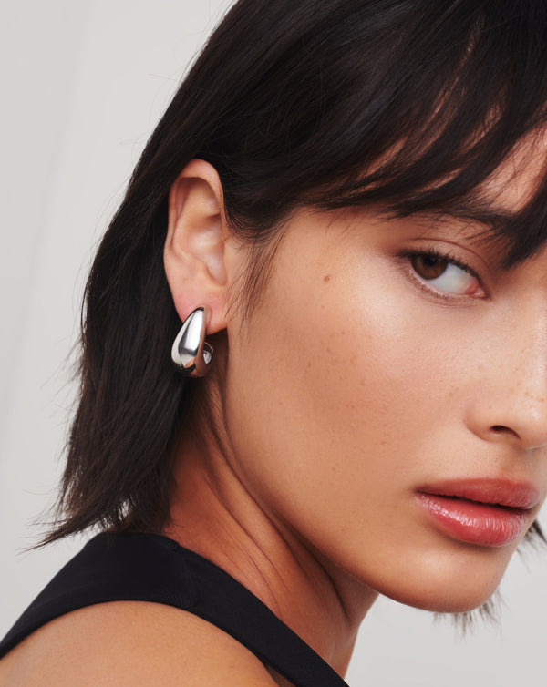 Missoma Dome Medium Hoop Earrings | Silver Plated