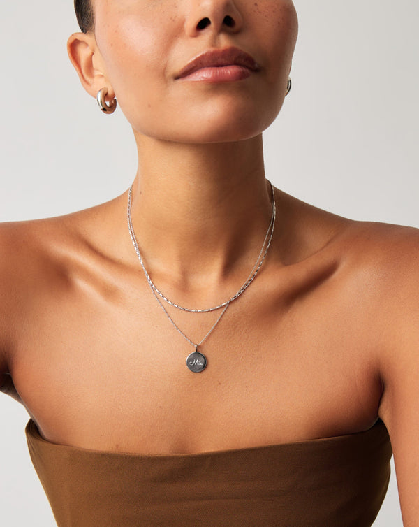 Missoma Engravable Round Necklace | Sterling Silver