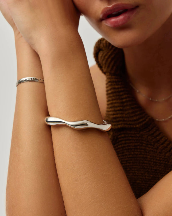Missoma Eny Puffy Cuff Bracelet | Silver Plated