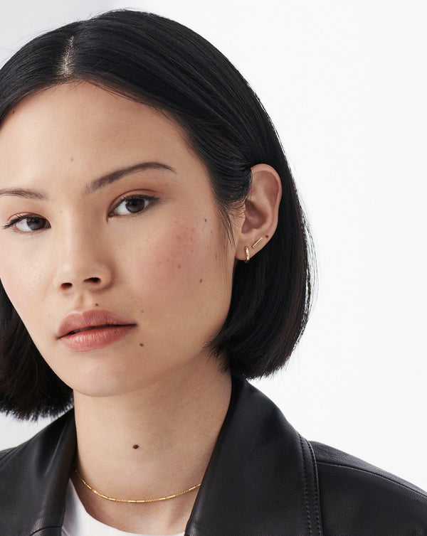 Missoma Fine Bar Stud Earrings | 14ct Solid Gold