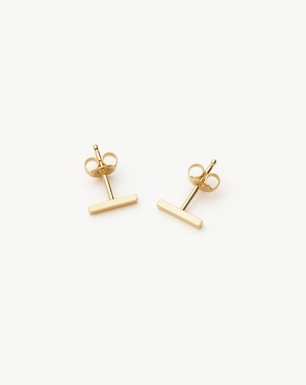 Missoma Fine Bar Stud Earrings | 14ct Solid Gold