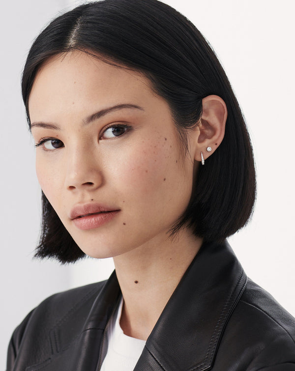 Missoma Fine Claw Huggies | 14ct White Gold/Diamond